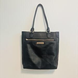 Cole Haan Bag Womens Black Leather Tote Shoulder Purse Gold Hardware Zip Pocket